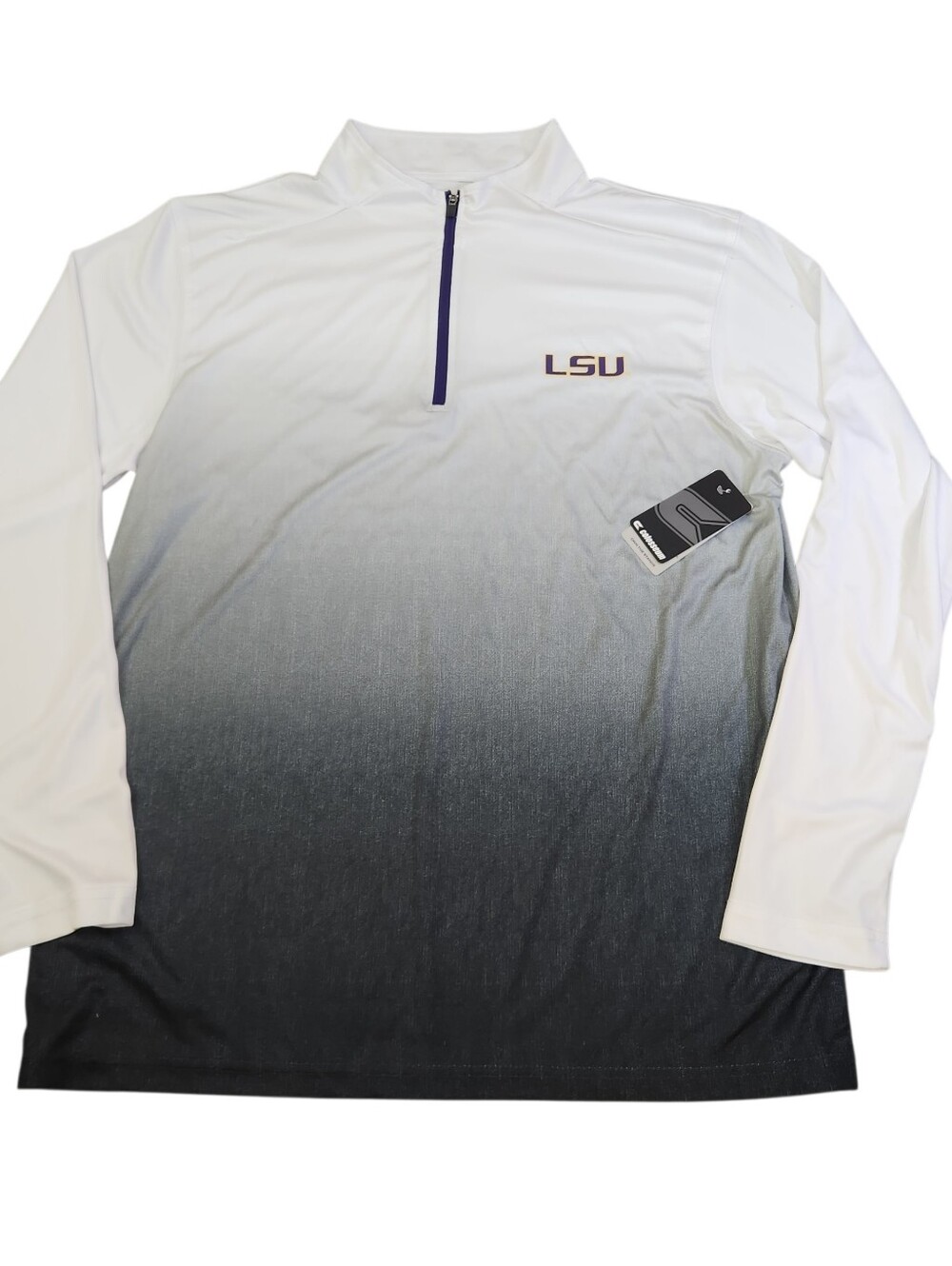 Colosseum LSU Tigers Mens L White Long Sleeve Shirt 1/4 Zip Pullover Performance